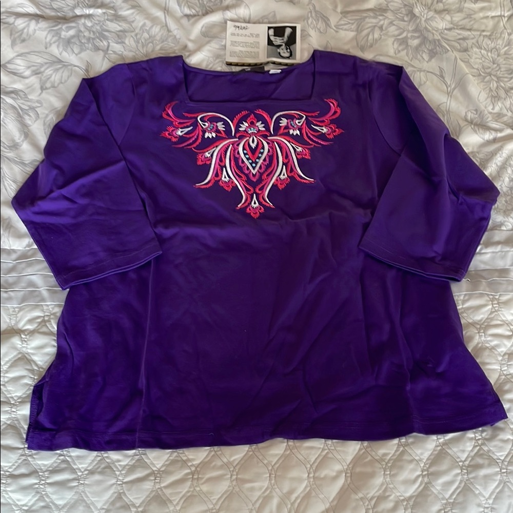 Purple Embroidered Women's Top